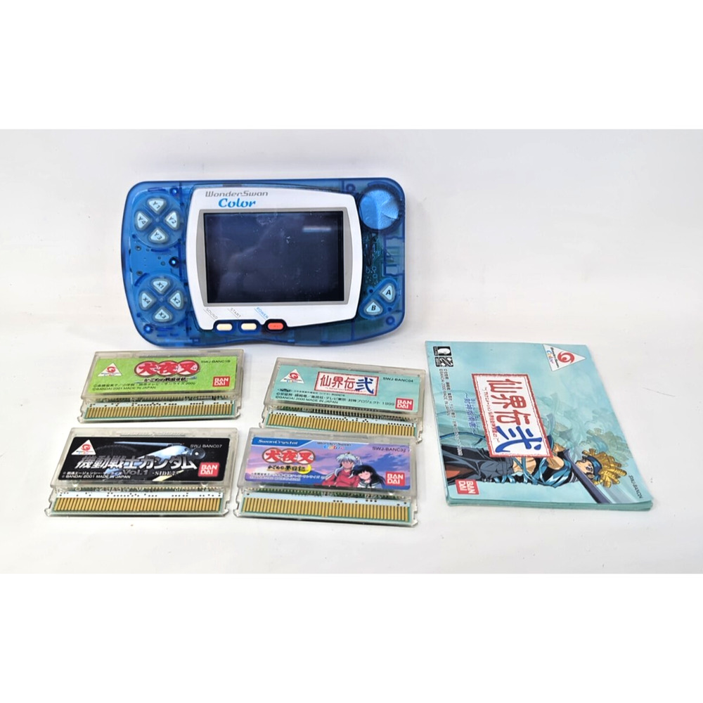 WonderSwan Color console crystal blue Excellent JAPANESE games Gundam, Inuyasha